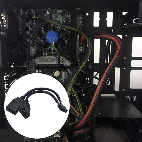 USB2.0 9-stifts honadapter till dubbel typ E-kabel med främre typ C-port