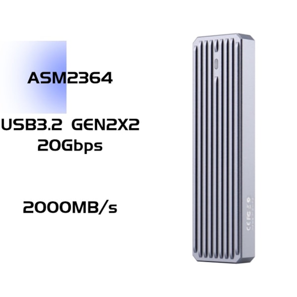 20 Gbps M.2 NVME SSD-hölje USB Solid State Drive SSD- case ASM2364 USB SSD-box SSD- case för 2280/2260/2242