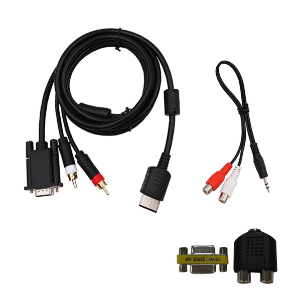 High Definition VGA-kabel 3,5 mm till 2-hane RCA-adapterkabel för Sega Dreamcast videospelskonsol
