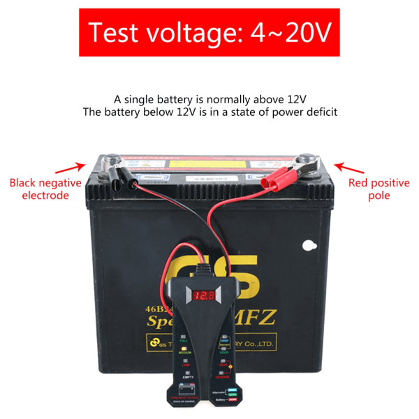 Högprecisions 12V batterigeneratortestare Digital batteridetektorer LED-indikator Exakt bildiagnosverktyg