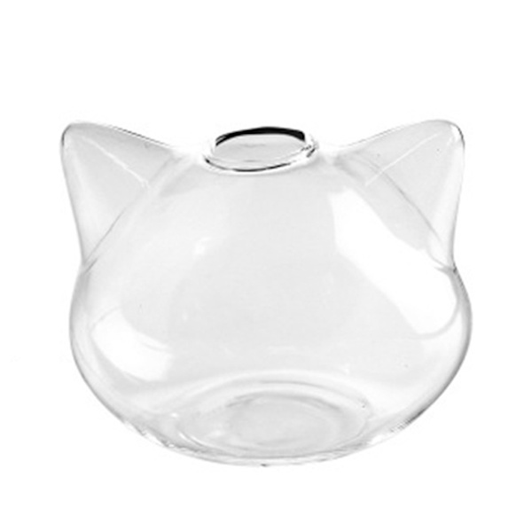 Söt för katt för huvudform Klart glas Vas Flaska Blomflaska Växter Flaska Glas Material för hemväxt Blomma Dec L