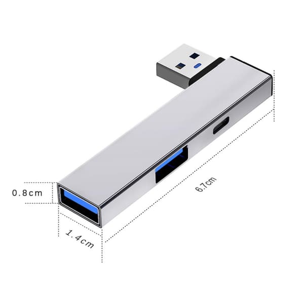 Aluminium USB3.0 Hub med USB3.0+USB2.0 Port til højhastighedsforbindelse Gray