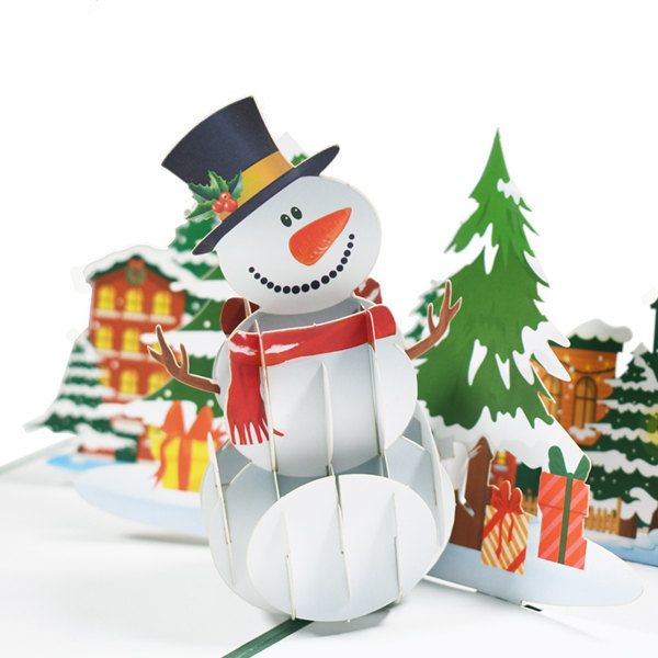 Festlig snögubbe för pop up-kort 6"x8" med kuvert 3D gratulationskort God julkort Julkort Vinterkort