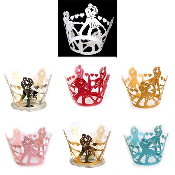 100 stk. Cupcake Forme Bageforme Non-stick Muffin Papir Bryllupsdekoration Valentinsdag Reflective silver
