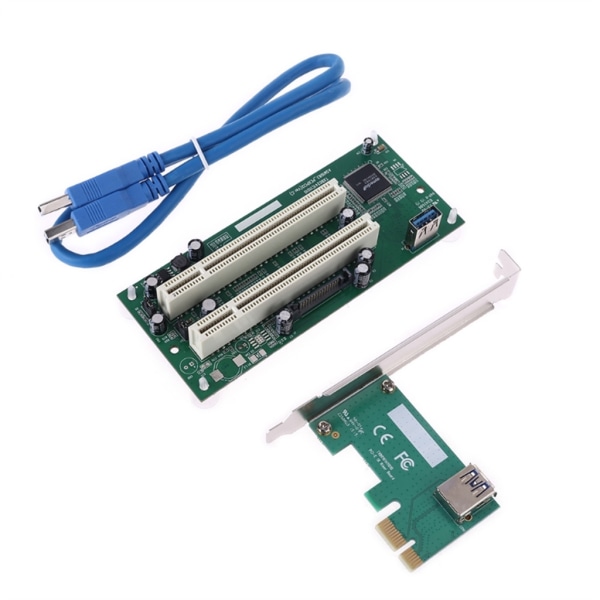 PCI-Express till PCI Adapterkort PCIe till Dual Pci Slot Expansion Card USB3.0 Add on Cards Converter PCIE x1 till x16 kort