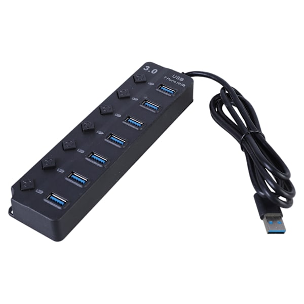 Hurtig USB 3.0 Adapter Splitter med 7 porte, separate strømstyringer