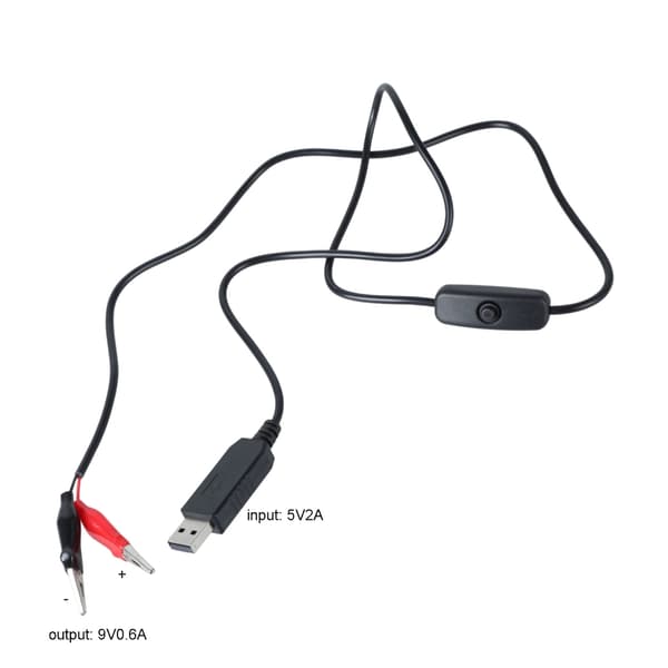 Alligaattoripihdit USB-tulo 5V2A - 9V0.60A Lähtöteholähdeadapterikaapeli