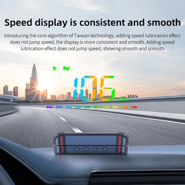 Speedometer Head Up Display med Kompasser og Automatisk Lysstyrkejustering