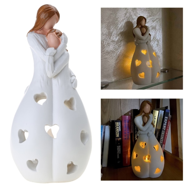 Mamma kramar dotter Staty Hartsfigurer Ljusstake med LED-ljuspresenter 1483  | Fyndiq