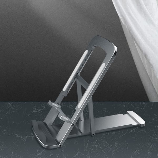 Hopfällbart stativ för bärbar dator 7 Höjdjusterbar Ergonomisk Aluminium Riser Platform Super Stable för 4-12,9" bärbara datorer Silver
