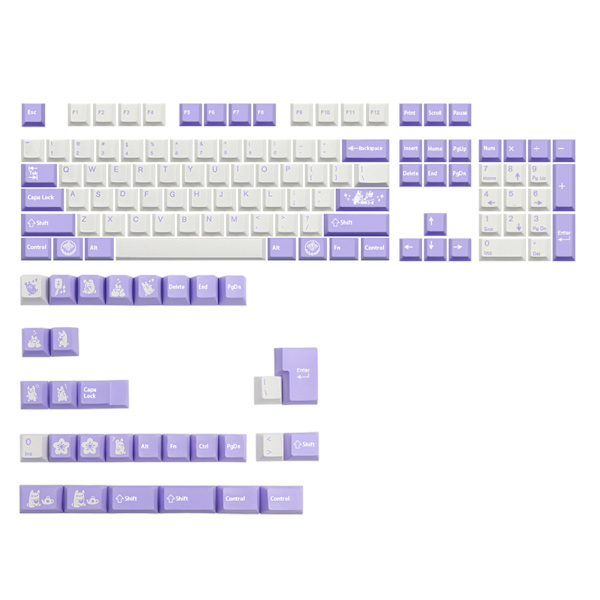 135 Tangentbordstangenter för Key/set Kanintema PBT Dye Sub Subbed Tangentbordstangenter För MX Switch Mekaniskt Tangentbord Tangentbord Cherry Profil Japansk Eng