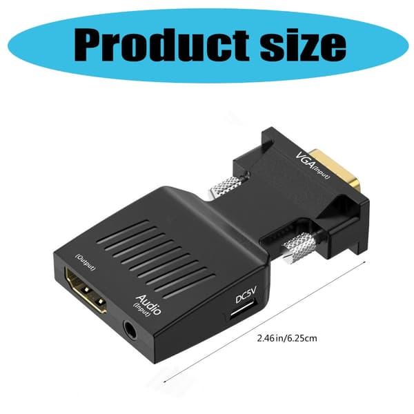 1080P PC Computer HDTV til VGA Video Konvertere 3.5mm Lyd Hun til Han