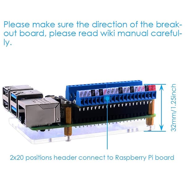 Micro GPIO Screw Terminal Block Breakout Board för Raspberry Pi 4B/3B+/3B/2B