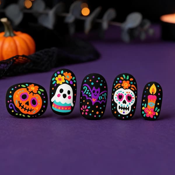 Græskar Flagermus Kranie Sæt til Halloween Kostume Manicure Styling