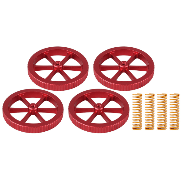 4 st/set 3D-skrivartillbehör Stora Röda Handvrid Nivelleringsmutter Fjäder För CREALITY 3D-skrivare Metalltillbehör