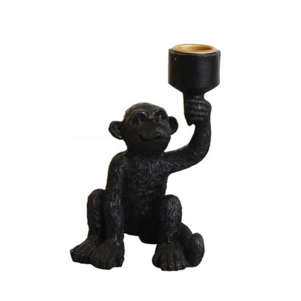 Roliga Monkey Ljushållare Centerpieces Bord Dekoration Bar Bröllopsfödelsedagsfest Prydnad Ljusstake Black