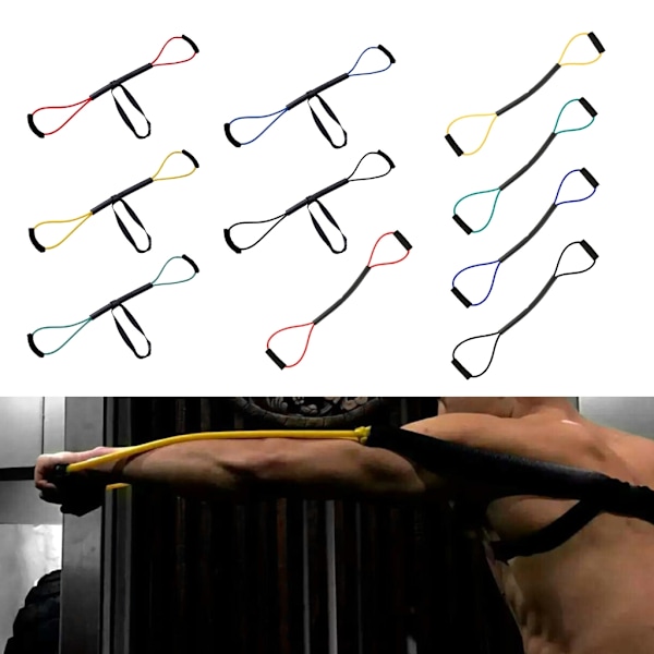 Figur 8 Motståndsträningsband, elastisk dragyoga spänningsrep Högpresterande träningsrör för kroppsstretching Yellow with belt 15lb
