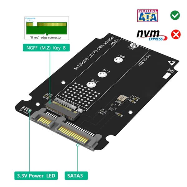 Nøgle NGFF'er Adaptere til SATAs 3 RiserCard SSD'er til SATAs Udvidelseskort