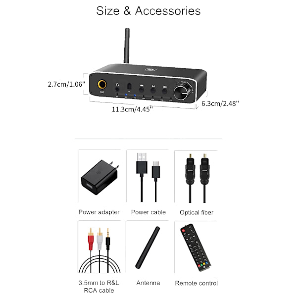 DA310 DAC Bluetooth-kompatibel 5.3 Audio Receiver Sändare Digital till Analog Conversion Player Njut av musik trådlöst EU Plug