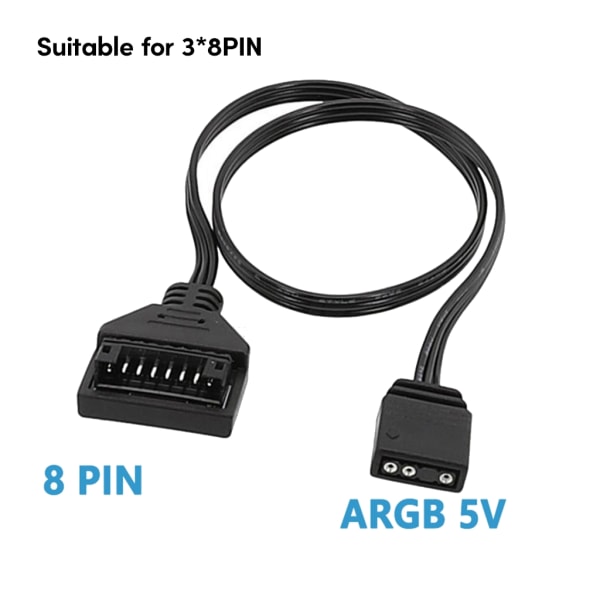 ARGB Adapter Kabel 5V 3pin till ARGB 5V 8Pin/6Pin Hane Adapter Kabel Förbättrar din belysningslösning 30 cm lång ersättning 8pin