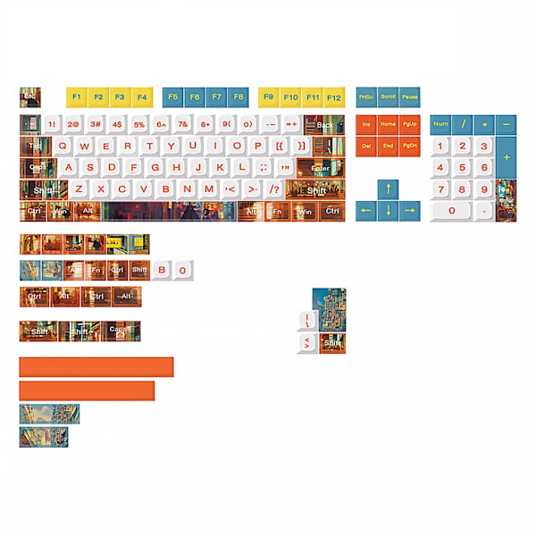 133 Tangenter City People PBT Keycap XDA Profil Färgglada Tangenter för MX-brytare Anpassade Mekaniska Gaming Tangentbord