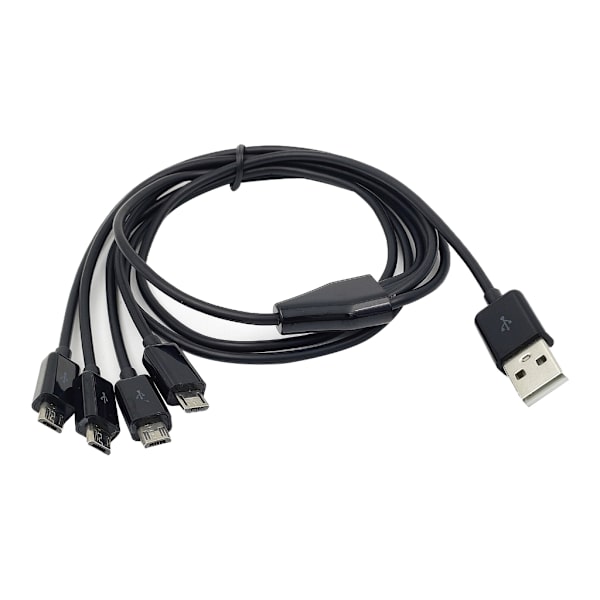 4-i-1 USB hane till Micro USB hane Laddningskabel Micro USB splitterkabel Totalt 1 meter lång 75 cm huvudledning 25 cm grenledning Black