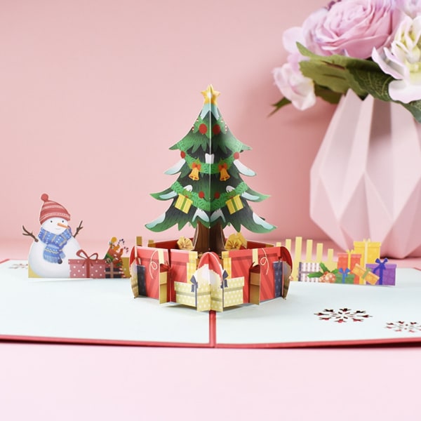 3D Pop-UP Julhälsningskort Festinbjudningar Gåvor Nyårshälsningskort Jubileumsgåvor Vykort 2 stilar B