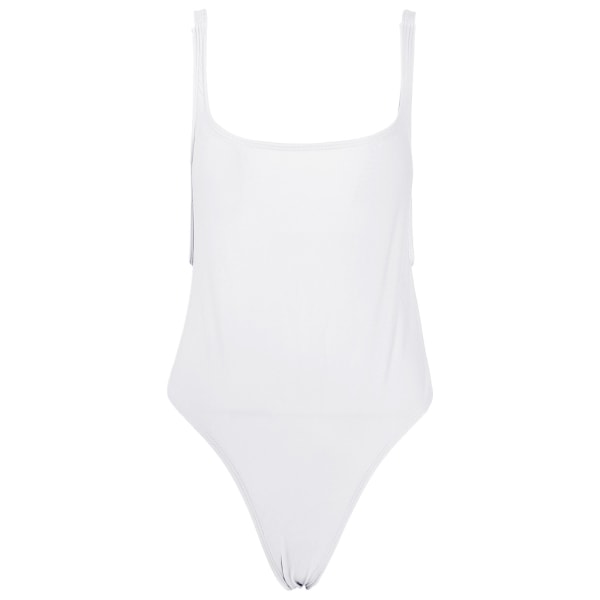 Kvinnor Sexig Push Up Rygglös Bikini Monokini Enfärgad Vintage för Triangel String Baddräkt Badkläder Högskurna Bad S White S
