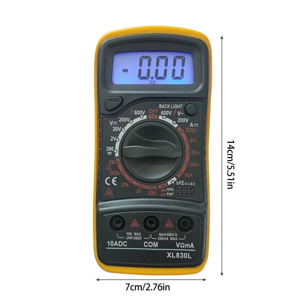 Multimeter LCD Display Spænding Strøm Ohm Tester Voltmeter Ammeter Ohmmeter