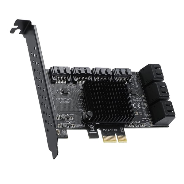 Mining Riser 10 portar PCIE SATA Card PCI för Express SATA 3.0 Controller PCIE till SATA3 expansionskort PCI E X4 X1 6Gbps X1