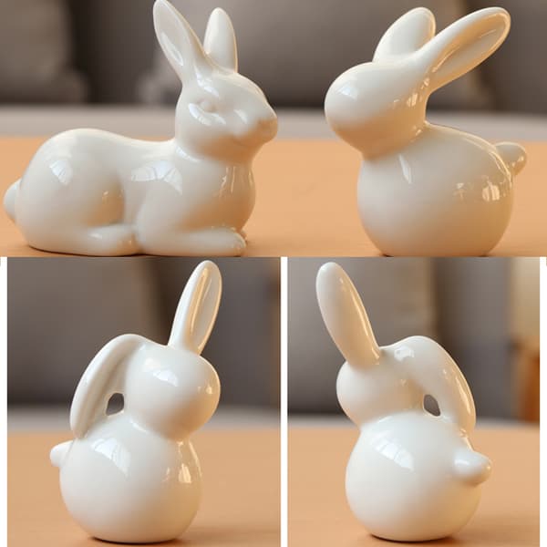 Ren vit kanin keramiska figurer Heminredning Kina present, modern staty null - A Pattern