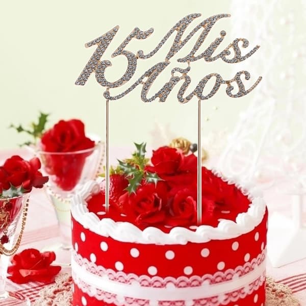 Glitrende Bling Nummer 15 Mis Anos Bogstaver Kagepynt til Rhinestone Legering Cupc