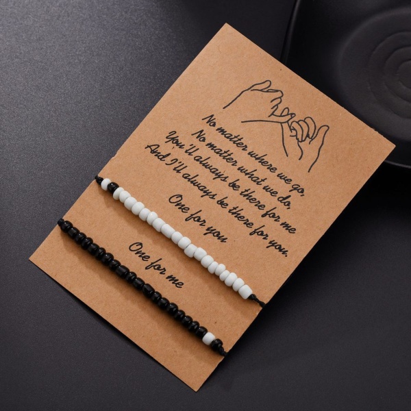 2x Pinky Promise Armband Beads Chain Armband för Par Bästa Vänner Matchande Avstånd Relation Tjej Smycken Present