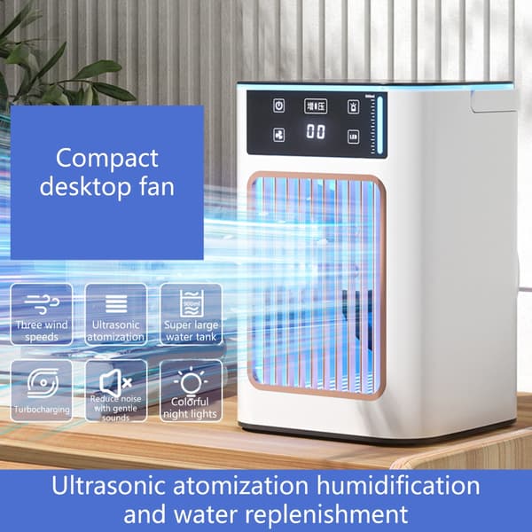 Miniature Desktop Luftfugtende Aircondition Ventilator USB Genopladelig Køleventilator