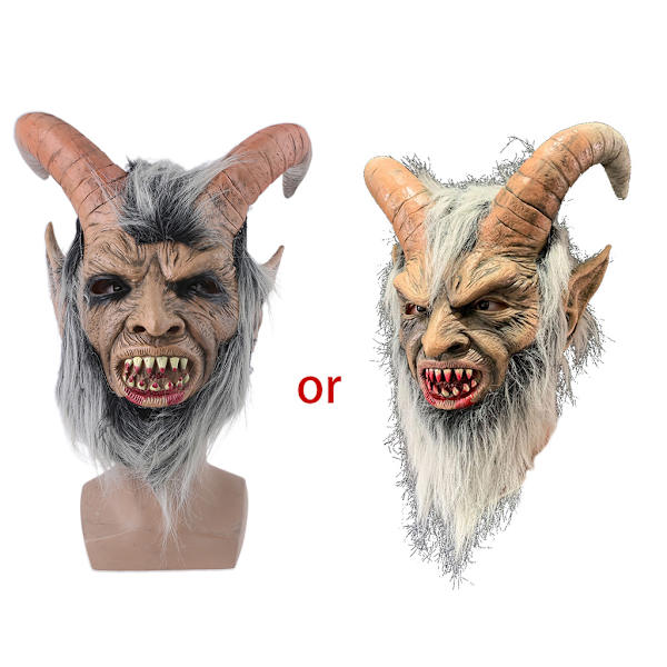Läskig mask demon djävul Horn latexmasker Halloween film cosplay dekoration