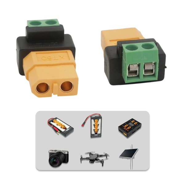 XT60 til 2-pinners adapter solcellepanel UAV ladekontakt hode 10A kapasitet