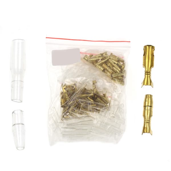 200 stk. 4 mm messing han- og hun-kugleterminaler ledningsforbindelsesblok til m/kappe