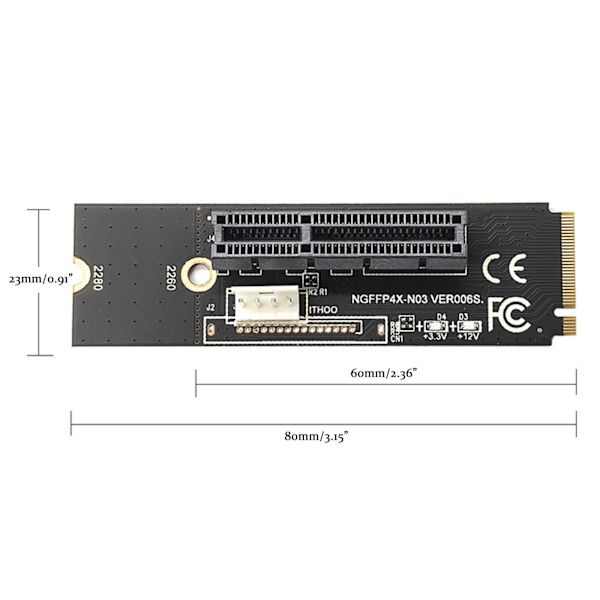för M.2 NGFF till PCI-E 1X 4X Riser Card M2 för M för nyckel till PCIe X4 Transfer med LED-indikator för PCI för Express 1X till 4pin