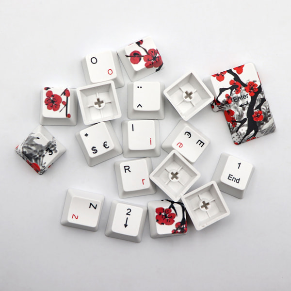 Keycaps Plum Blossom Keycaps 111-Key OEM PBT femsidig sublimering finska franska tyska för mekaniskt tangentbord French