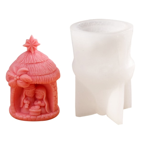 Religiøs Julekrybbe Statue Silikoneform Aromaterapi Lys Gips DIY Epoxy Resin Støbeform Bordpynt