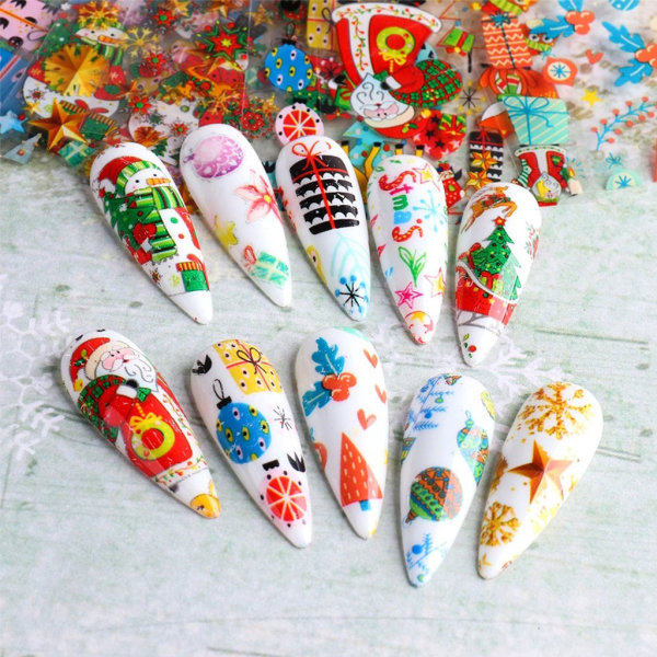 Nail Transfer Stickers Juldekorationer för naglar Jul Nail Decals Transfer Folie Santa Nail Art Stickers