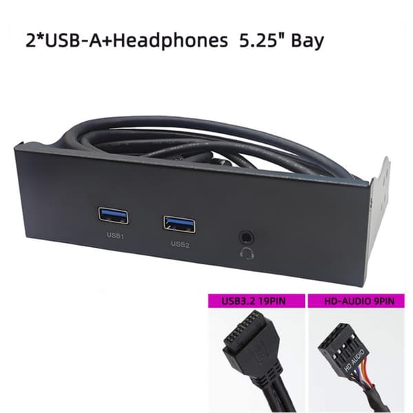 3,5-tommers USB 3.2 GEN1 frontpanel med 3,5 mm hovedtelefonstik, udvidelsesfrontpanel