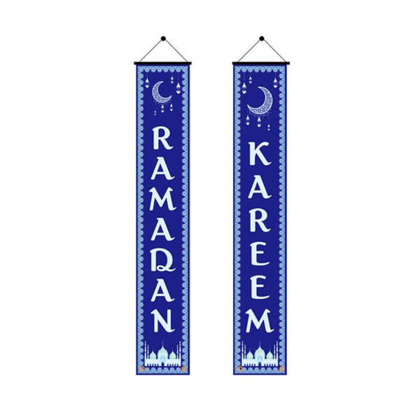 2 stk. Eid Mubarak Veranda Banner Ramadan Kareem Hoveddørsflag Hængende Skilt De