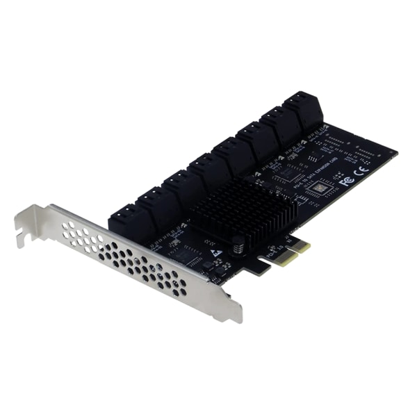 PCIE SATA III 16-portars kontrollerkortplatser PCIe 2.0 1X till SATA3.0-adapter 6 Gbps expansionskort för Chia Mining för w/C Red line