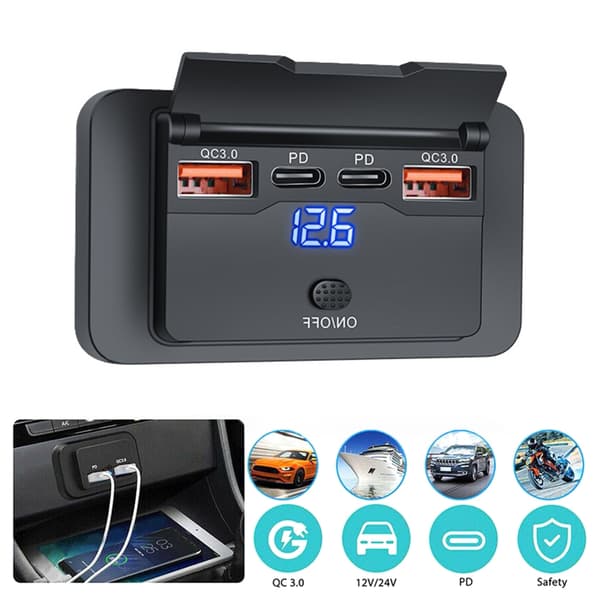 Høyeffektiv 78W USB C Hurtigladekontakt PC USB-uttak for Bilbruk