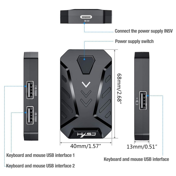 P8 tangentbord och mus version Wired Games Converter Bluetooth-kompatibel 5.0 med justerbart stativ