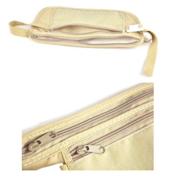 Tunn profil Pengabälte Säkert Resepengar Bältesväska Gömda blockerande plånböcker Stöldskyddspasspåse Fanny Pack Khaki