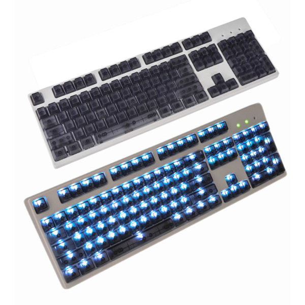 104 tangenter Mekaniskt tangentbord ABS-bakgrundsbelysta tangentkapslar Tomma strömbrytare Tangentkapslar Enfärgad Transparent Icke blekande färg Keycap Red