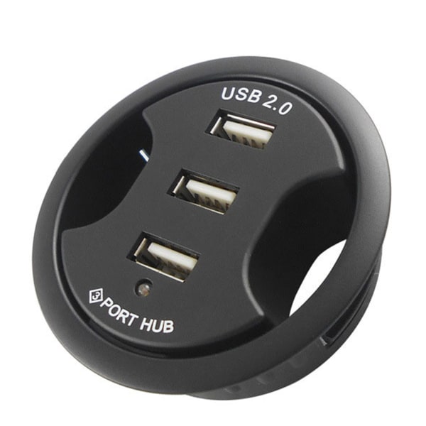 Multi USB 2.0 Portar Skrivbordsadapter USB-hubb Montering Inbyggd Skrivbords Multi Splitter med Mikrofon Hörlursuttag för PC-tillbehör
