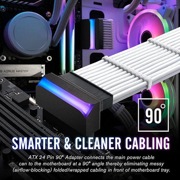 DIY PC-tillbehör Dator Moderkort ATX power 24P Turn 90 Degree ARGB